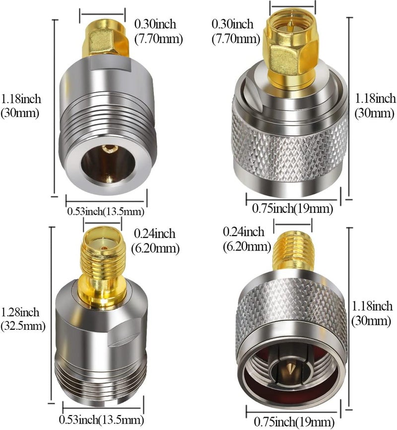 TUOLNK SMA to N Antenna Coax Adapter,N Male/Female to SMA Male/Female Coax Adapter Kit 4 Type Set for Radio transceivers, FPV Antennas, WiFi Antenna, LMR - Image 4